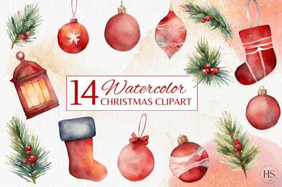 14 Watercolor Christmas Clipart Set: Illustrations Review