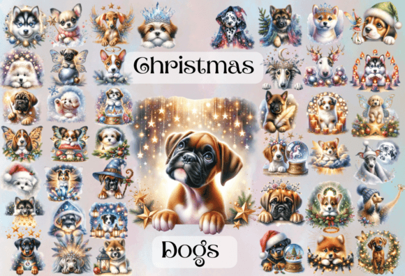 46 Christmas Dog Bundle: Festive Illustrations
