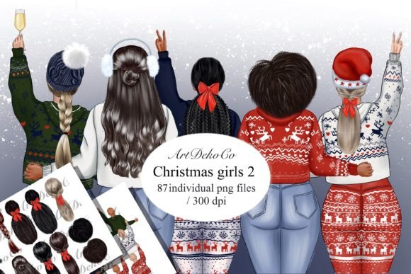 Best Friends, Christmas Clipart: Festive Illustrations