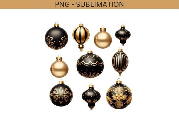 Black Christmas Ball Ornaments: Editorial Illustrations
