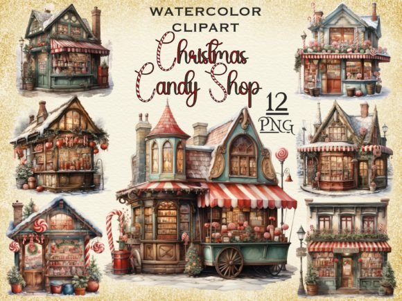 Christmas Candy Shop PNG Bundle & Illustrations