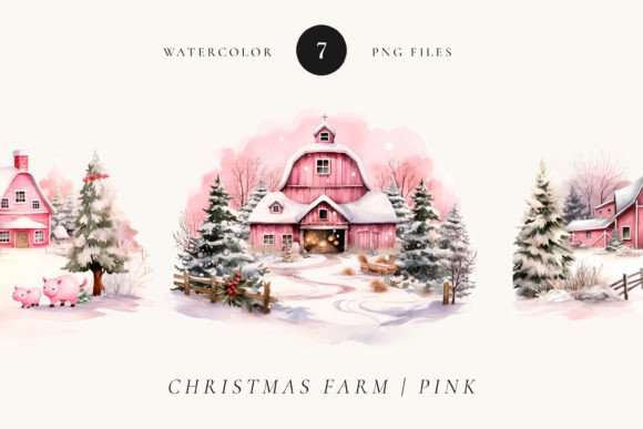 Christmas Farm PNG Clipart: Branding & Illustrations