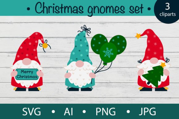 Christmas Gnomes Set: SVG Clipart & Illustrations