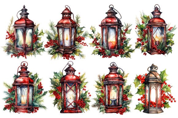 Christmas Lantern Sublimation Clipart for Illustrations