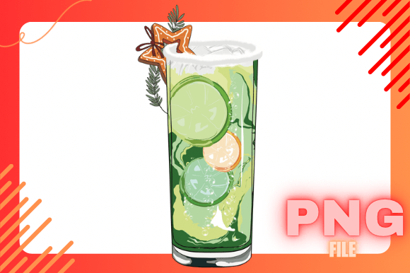 Christmas Mojito Drink Illustrations for Crafters