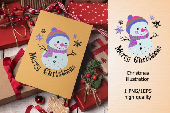 Christmas Snowman and Garland Illustrations Review