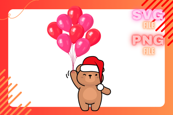 Christmas Teddy Bear Balloon: Festive Illustrations
