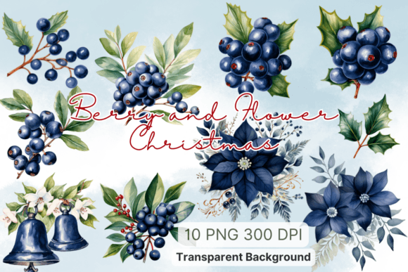Flowers Berry Christmas Watercolor PNG: Illustrations Review