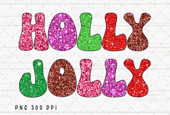 Holly Jolly Glitter Merry Christmas PNG: Festive Illustrations
