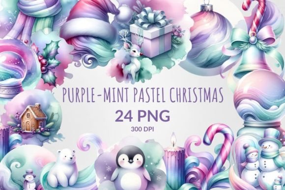 Purple-Mint Pastel Christmas Sublimation: Illustrations Review
