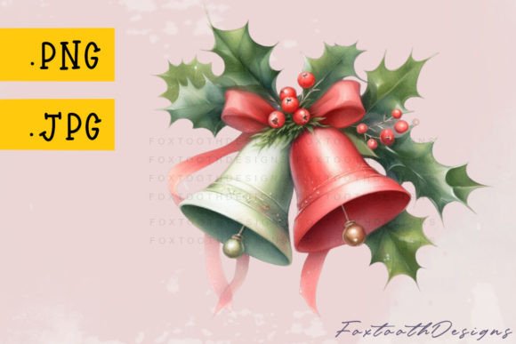 Red & Green Christmas Bells: Festive Illustrations