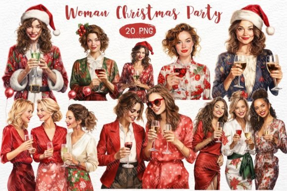 Review: Woman Christmas Party Watercolor Clipart Illustrations