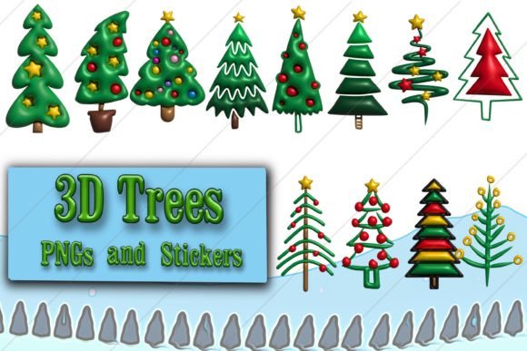 Reviewing 3D Christmas Trees-PNGs and Stickers for Stitching