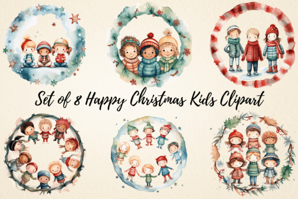Reviewing Happy Christmas Kids Watercolor Clipart for Stitching