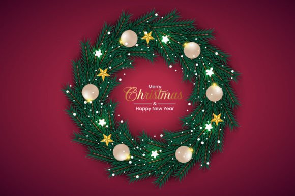Vector Christmas Wreath Decoration: Premium Illustrations