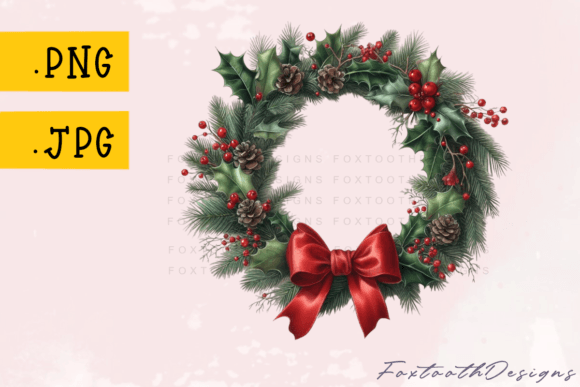 Vintage Christmas Wreath Illustrations
