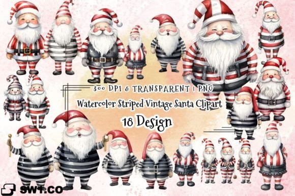 Vintage Santa Clipart: Festive Illustrations