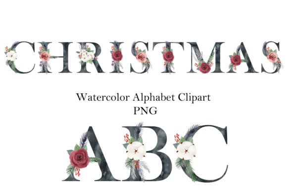 Watercolor Christmas Black Alphabet Illustrations Review